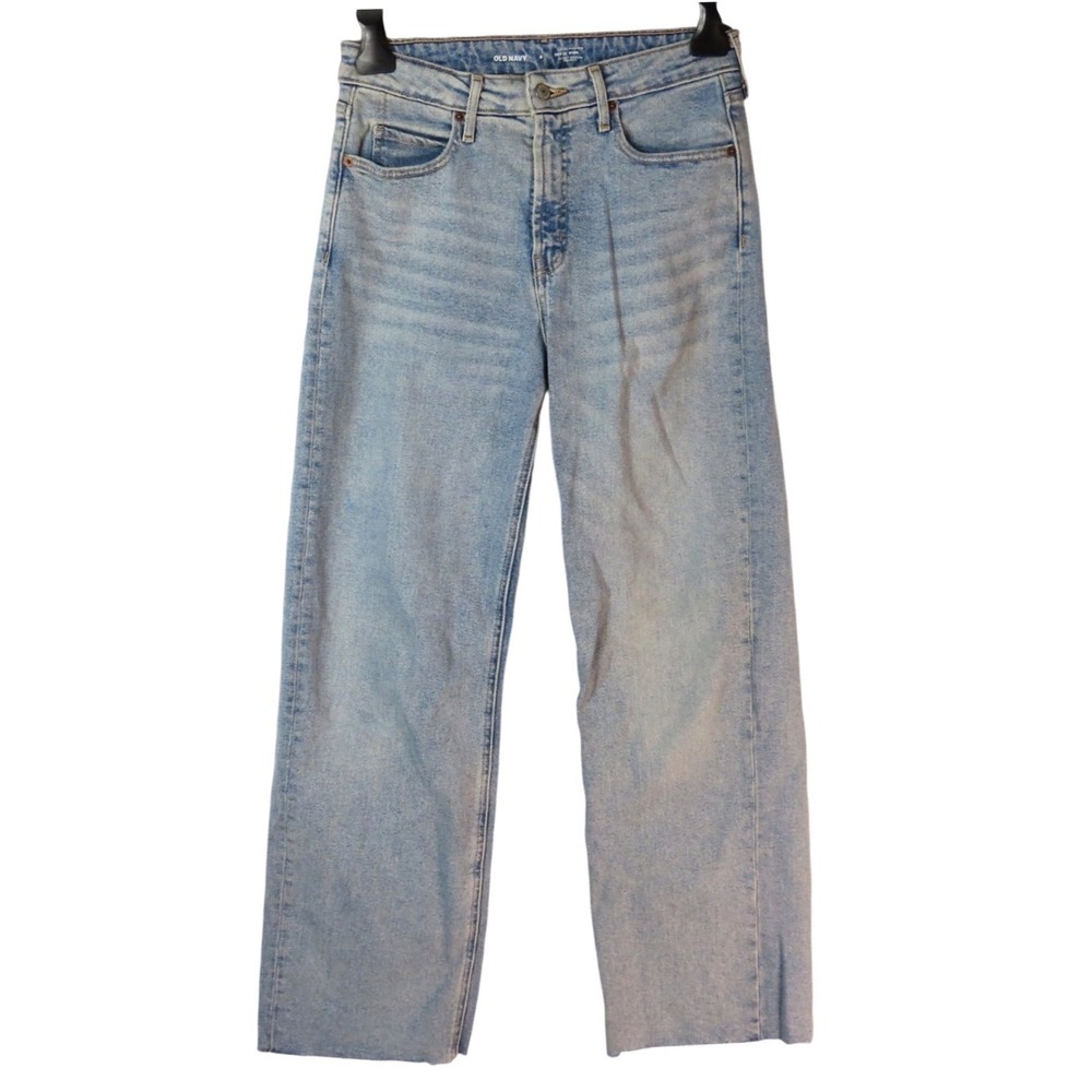 OLD NAVY JEANS Extra High Rise SKY HI WIDE Secret Smooth Pocket ACID WASHED sz 6